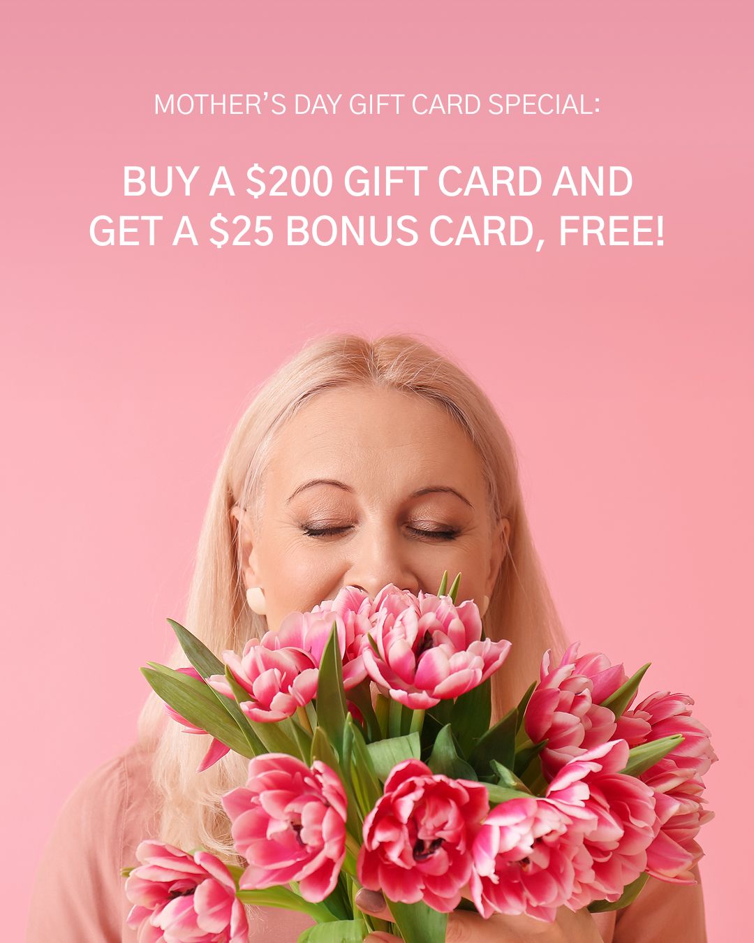 Mother's Day gift card special with flowers.