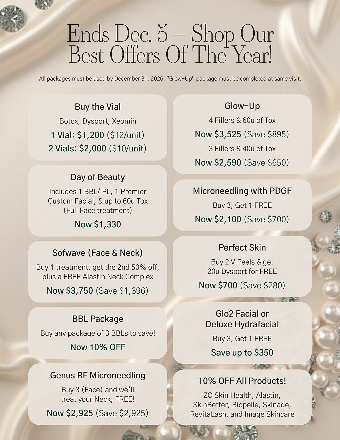 Beauty treatment promotional offers and discounts flyer